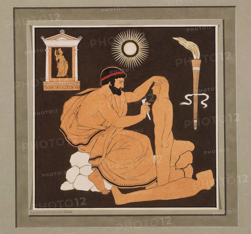 Prometheus molds man from clay, c1832. Creator: Philipp Veit.