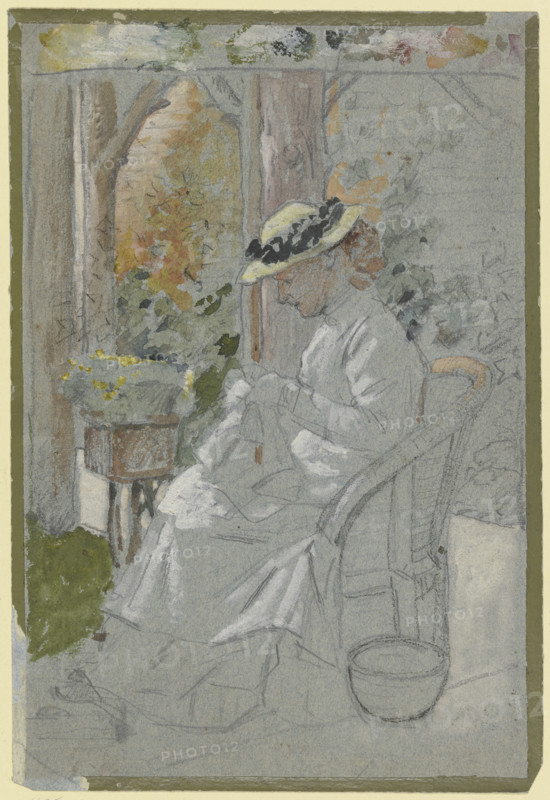 Luise Scholderer on the veranda, c1890s. Creator: Otto Scholderer.