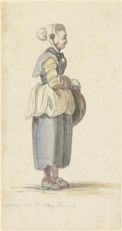 Standing peasant woman in Zurich, in profile facing right, c1771-1772. Creator: Georg Melchior Kraus.