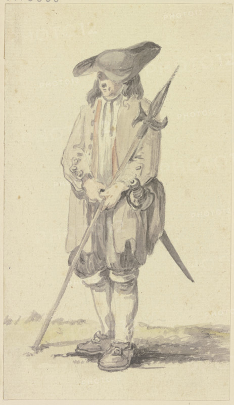 Standing man with halberd and saber, c1771-1772. Creator: Georg Melchior Kraus.