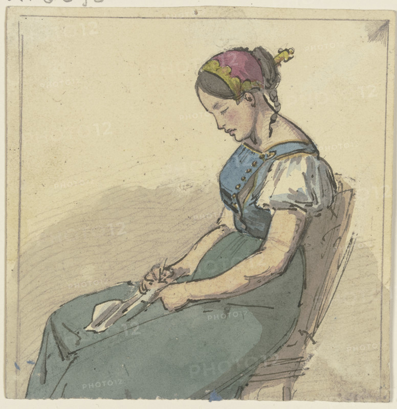 Seated girl, asleep, c1830-1880. Creator: Jakob Dielmann.