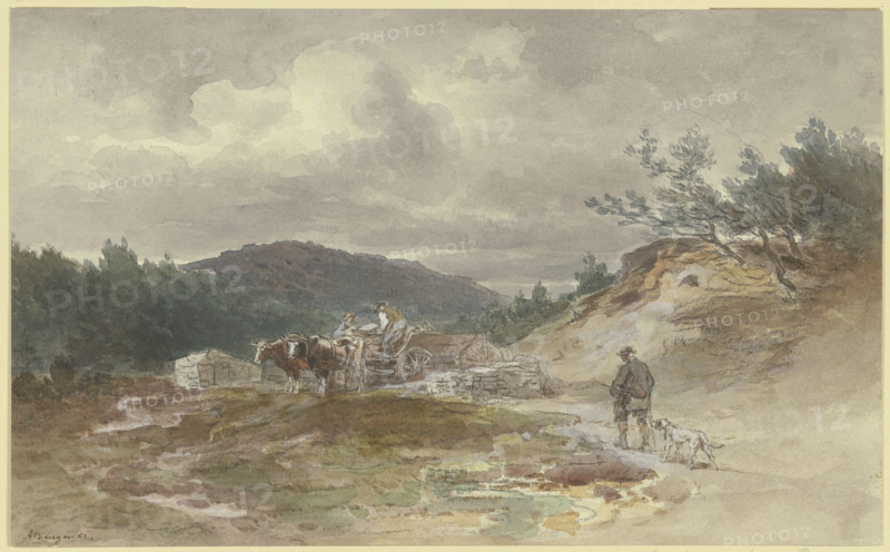 Landscape with an ox-drawn cart, 1882. Creator: Anton Burger.