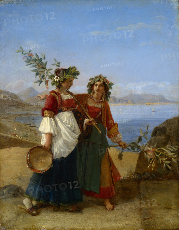 Dies palmarum, two Neapolitan girls returning from the festival, 1823. Creator: Louis Léopold Robert.