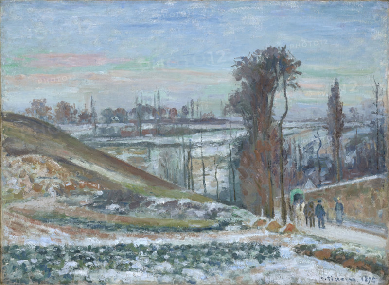 Snow effect at the Hermitage, 1875. Creator: Camille Pissarro.