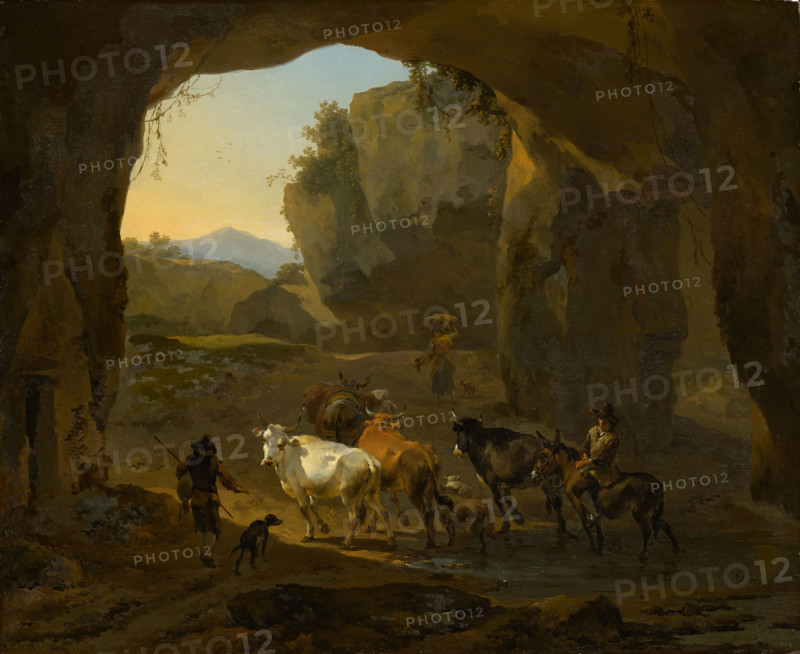 Cowherds in a Cave, 1654. Creator: Nicolaes Berchem.