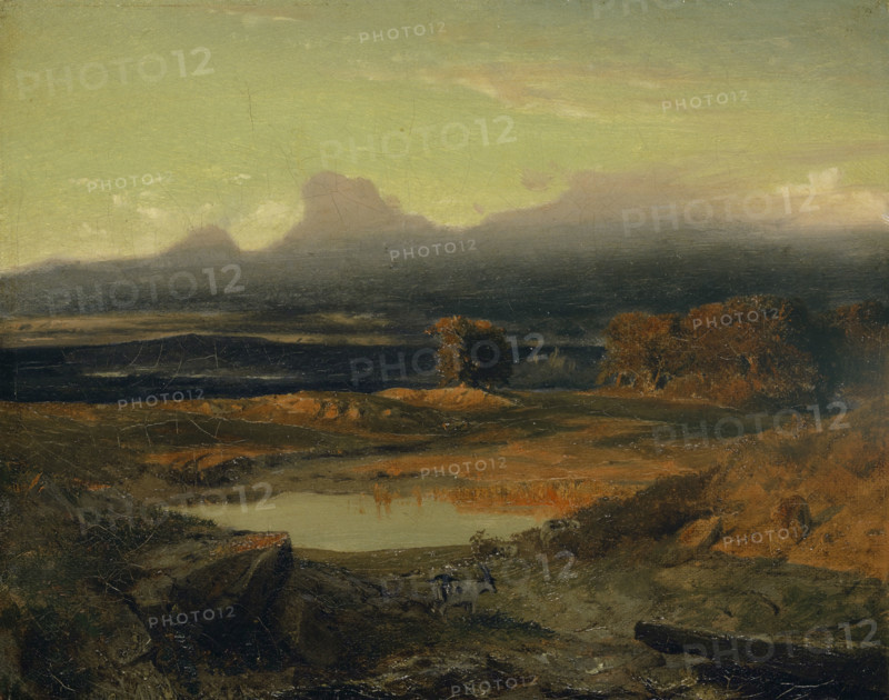 Landscape at Sunset, 1849. Creator: Arnold Bocklin.