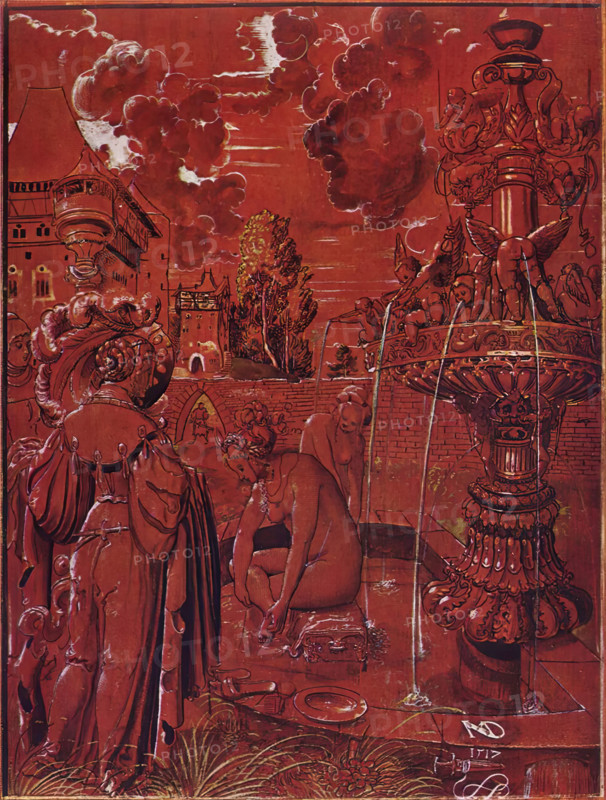 Bathsheba Bathing / Death as a Mercenary Embracing a Young Woman, 1517. Creator: Nicolas Manuel Deutsch.