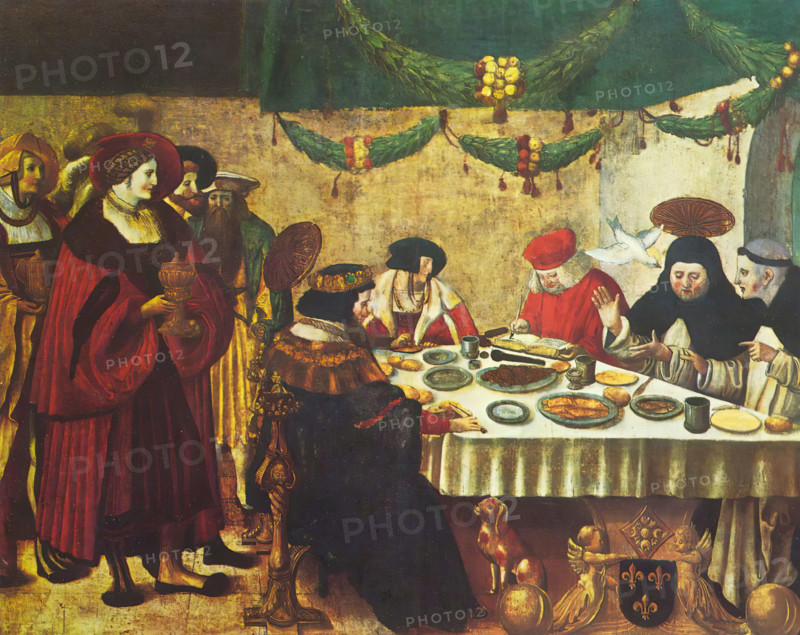 Saint Thomas of Aquin at the Table of King Louis the Saint, 1517. Creator: Nicolas Manuel Deutsch.