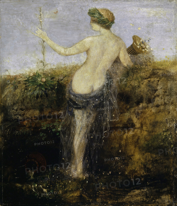 Nymphe with Horn of Plenty, 1866. Creator: Arnold Bocklin.