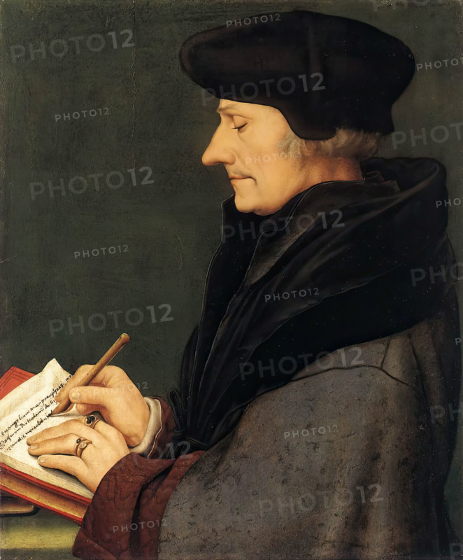 Portrait of Erasmus of Rotterdam writing, 1523. Creator: Hans Holbein the Younger.
