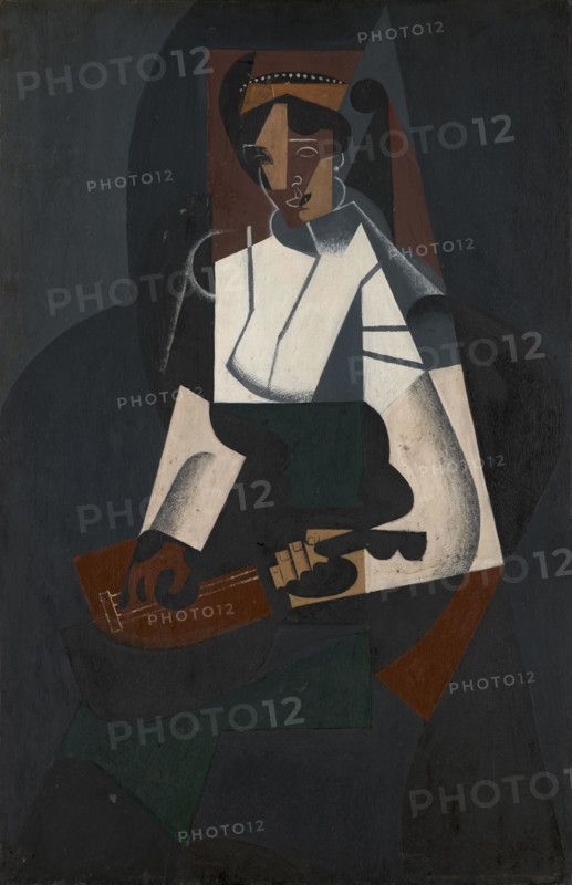 Woman with Mandolin, after Corot, 1916. Creator: Juan Gris.