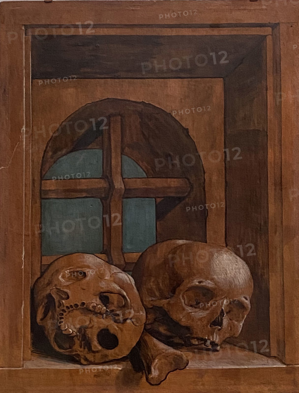 Two skulls in a window niche, 1520. Creator: Hans Holbein the Younger.