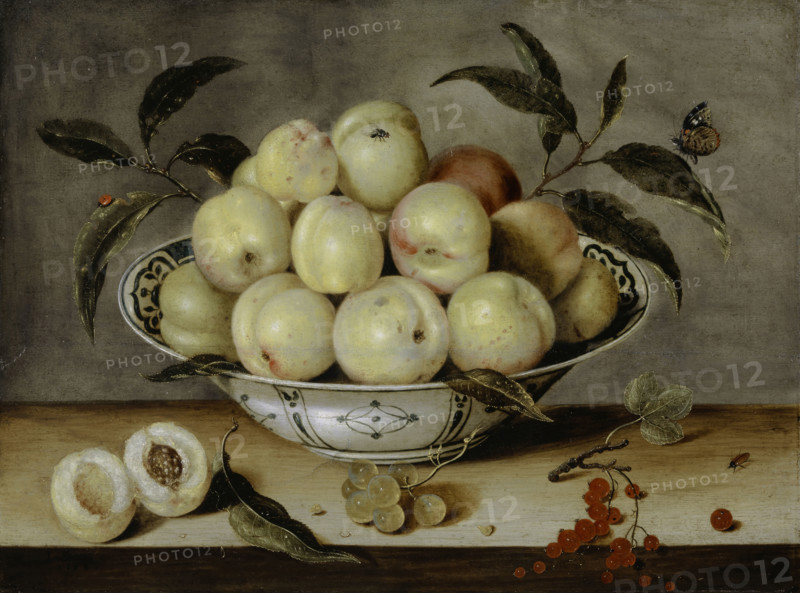 Still Life with Peaches in a Chinese Porcelain Bowl, 1638. Creator: Isaak Soreau.