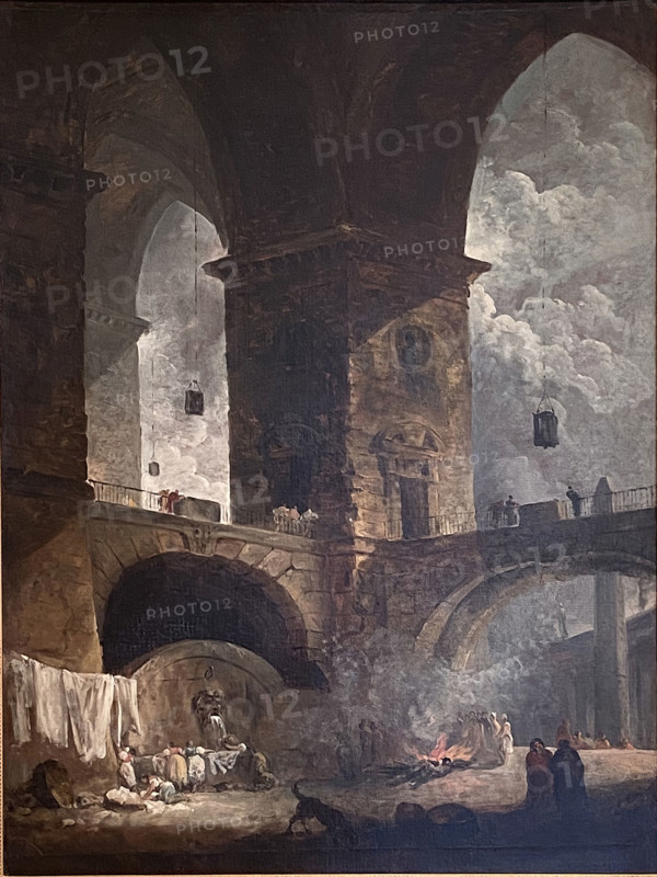 Architectural Capriccio with the Colonnades of St. Peter in Rome, 1760. Creator: Hubert Robert.