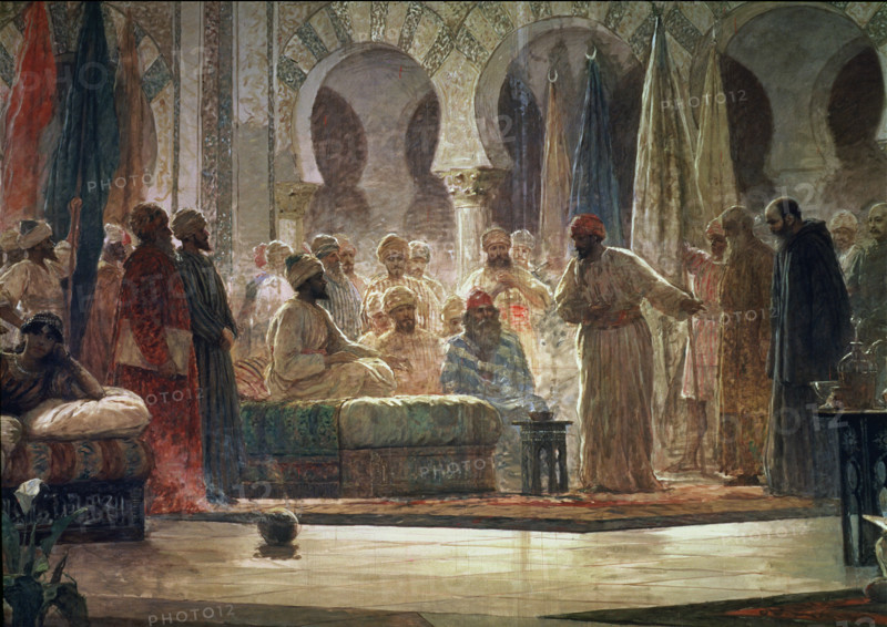 Abd-al-Rahman III receiving an embassy, 1865. Creator: Dionisio Baixeras y Verdaguer.