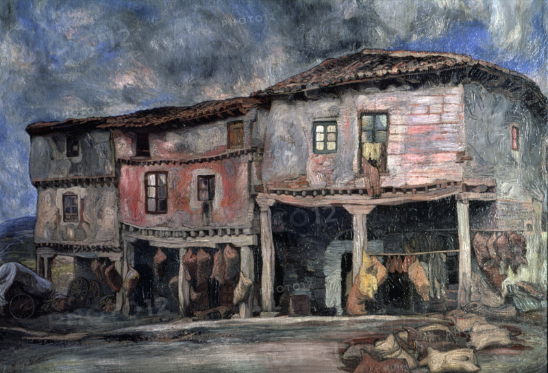 'Houses of the wineskin maker', 1926. Creator: Ignacio Zuloaga.