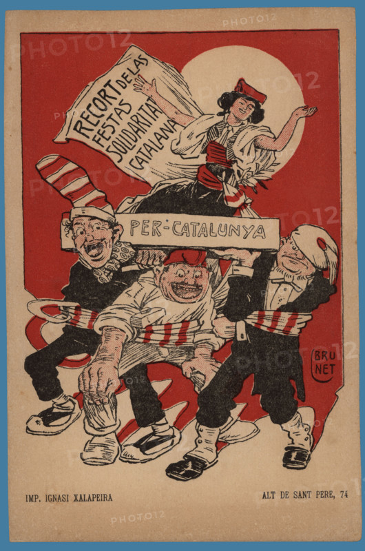 Postcard - Solidaritat Catalana, Barcelona, 1920s.  Creator: Llorenç Brunet Torroll.