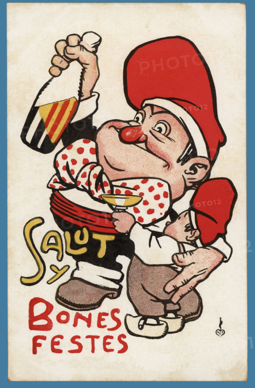 Postcard - 'Salut y Bones Festes', Catalunya, 1920s.  Creator: Cayetano Cornet Palau.