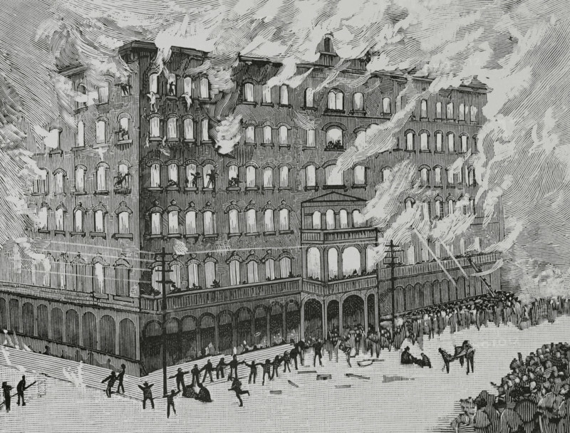 Newhall House Hotel Fire, Wisconsin,  Milwaukee, United States, 1883.  Creator: Unknown.