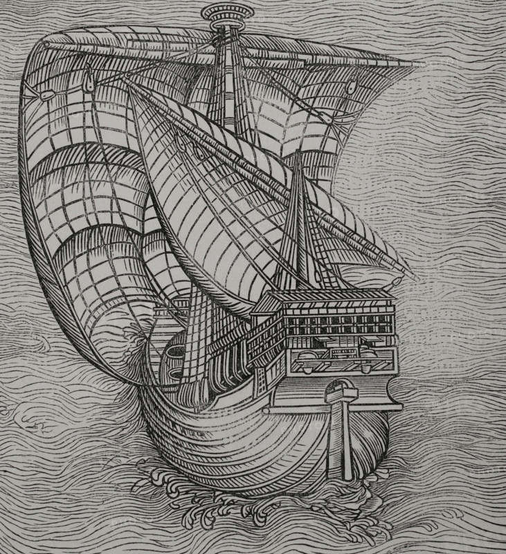 Lateen sail caravel, late 15th-century ship, 1892.  Creator: Unknown.