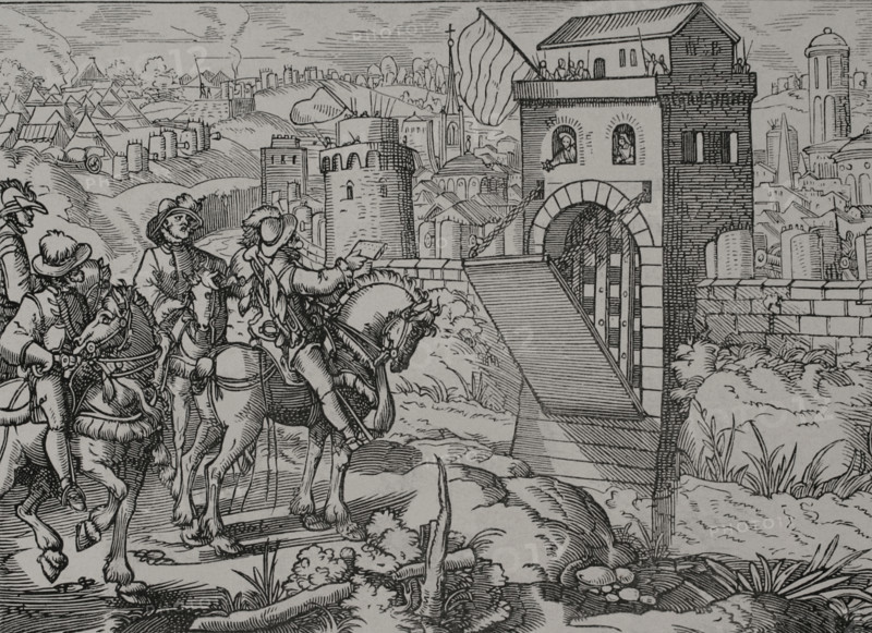 Siege of a town by a feudal army, 1575, (1877).  Creator: Unknown.