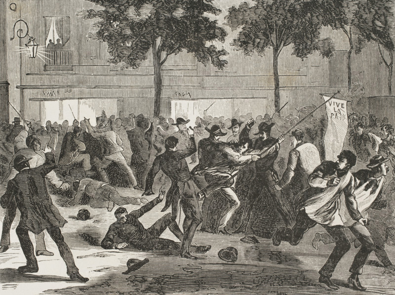 Anti-war demonstration in Paris, 16 July 1870. Creator: Unknown.