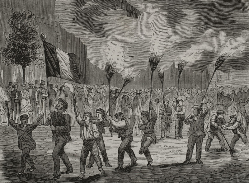 Pro-war demonstration in Paris, 16 July 1870. The French parliament voted to declare war on Prussia. Creator: Unknown.