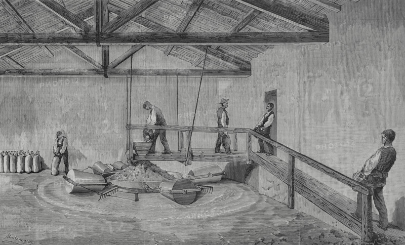 New gypsum mill, Montenegro system,  facilities of Messrs Rous,Vallecas, Madrid, Spain. 1883. Creator: Unknown.