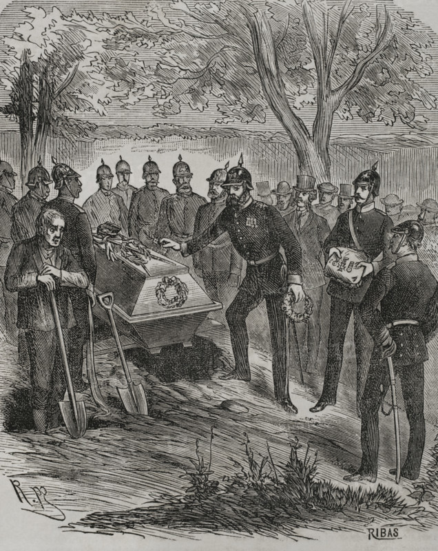 Franco-Prussian War (1870-1871): Burial of the French General Abel Douay...on 7 August 1870.  Creator: Ribas.