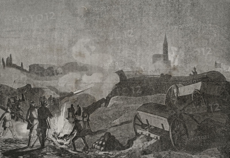 Franco-Prussian War (1870-1871): Bombardment of Strasbourg by the Prussians, 1870.  Creator: Unknown.