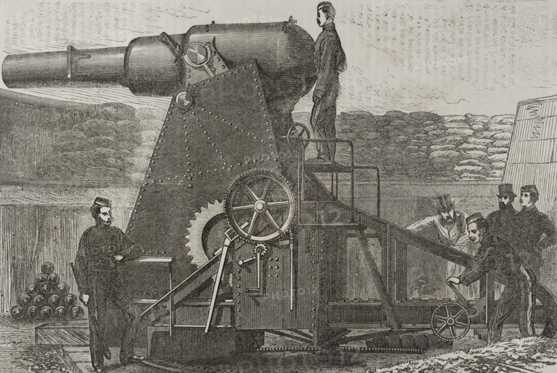 Moncrieff 7-ton gun carriage, 1870.  Creator: Unknown.