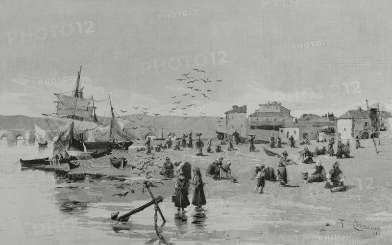 The beach of Vivero, (Viveiro), Galicia, Spain, 1883.  Creator: Unknown.