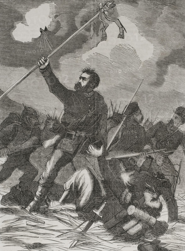 Franco-Prussian War (1870-71): Taking of a French Imperial eagle standard by the 3rd Posen..., 1870. Creator: Unknown.