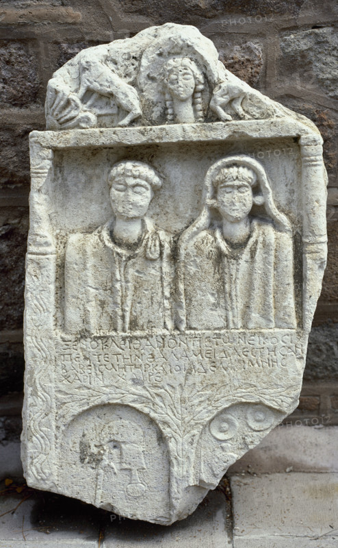 Roman funeral stele, Ankara, Turkey, 2000.  Creator: LTL.