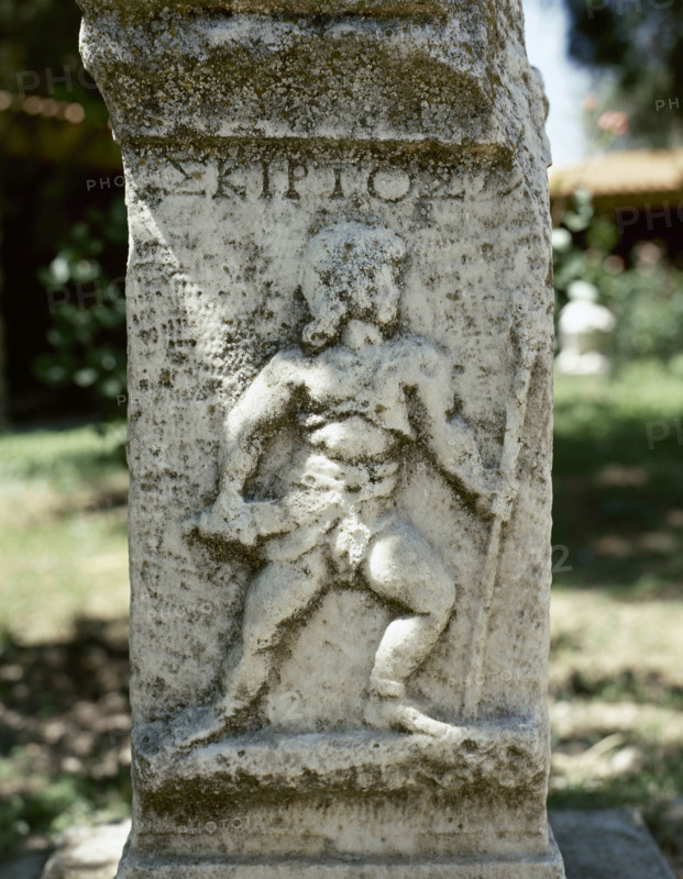 Relief of a Retiarius, type of Roman gladiator, Aphrodisias (Anatolia, Turkey), 2000.  Creator: LTL.