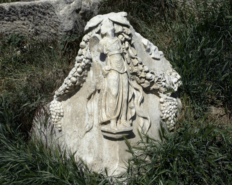 Fragment of a relief that decorated a Roman sarcophagus, Aphrodisias (Anatolia, Turkey), 2000.  Creator: LTL.