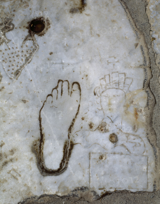 Detail of a marble slab, Marble street, CIty of Ephesus, Roman imperial era, Anatolia, Turkey, 1999. Creator: LTL.