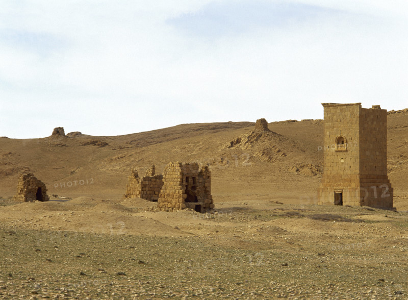 Funerary towers, Valley of the Tombs, Oasis of Tadmor, Palmyra, Syria, Roman, c1st century (1999).  Creator: LTL.