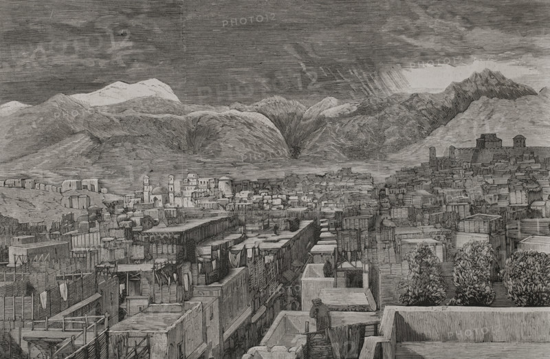 Panoramic view of the city, Peshawar, Afghanistan, 1878.  Creator: Andrés Ovejero.