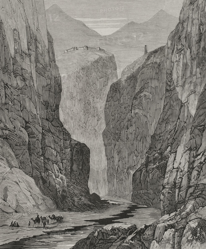Khyber Pass and fort of Ali Masjid, 1878.  Creator: Unknown.
