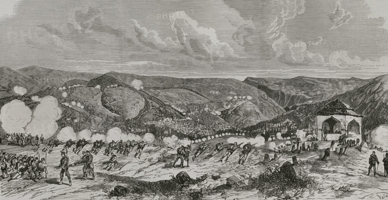 General attack by the Austro-Hungarian army, Bosnian uprising, Sarajevo, 19 August 1878.  Creator: Eugenio Vela.
