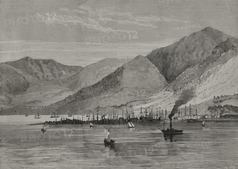 Panoramic view of the city and harbour, Batumi, Armenia, 1878.  Creator: Unknown.
