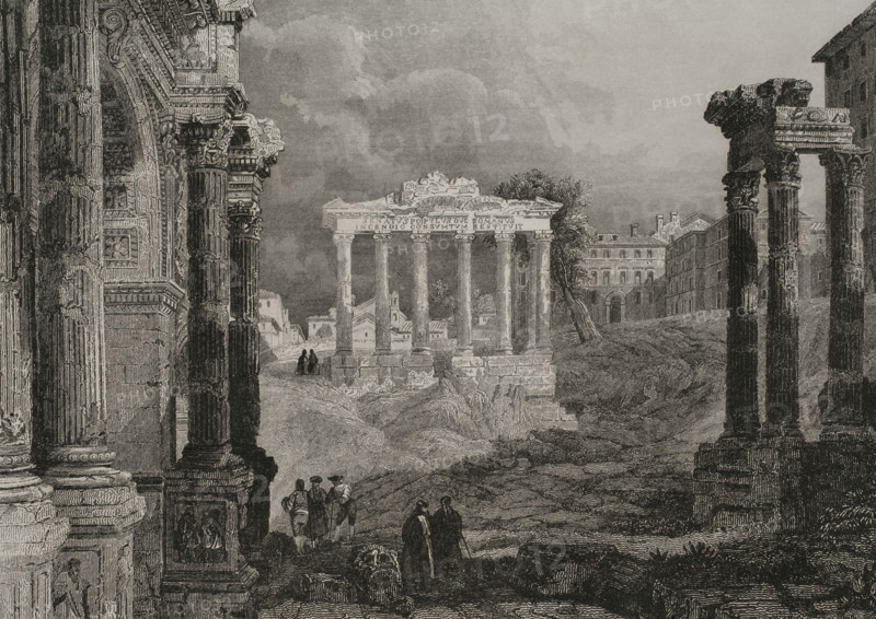 Roman Forum, 1840.  Creator: Leonce Lhuillier.