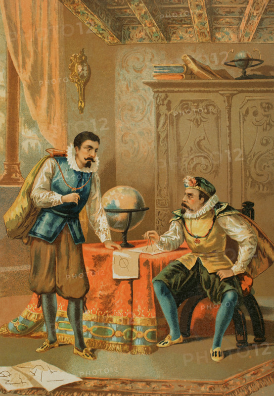 Tycho Brahe and Johannes Kepler in the observatory in Prague, 1886. Creator: Unknown.