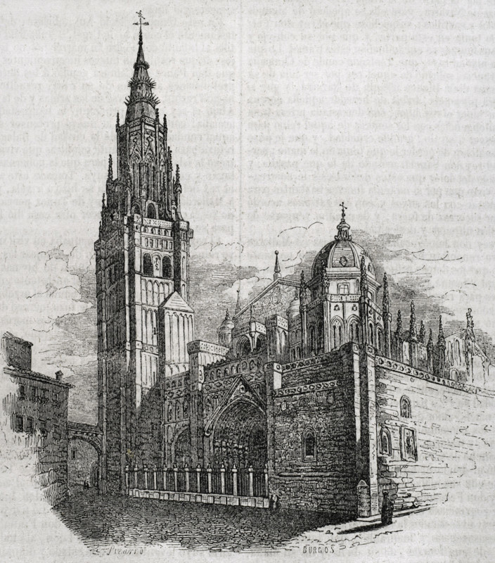 Primate Cathedral of Saint Mary of Toledo, Spain, 1852. Built in the 13th century, Gothic style.  Creator: Burgos.