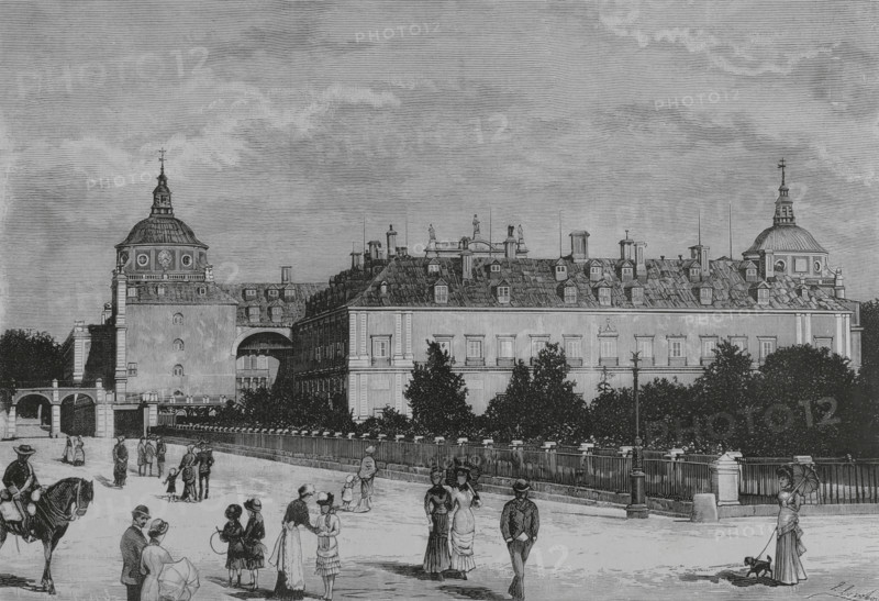 Exterior view of the Royal Palace, Aranjuez, Spain, 1883. Creator: Juan Comba García.