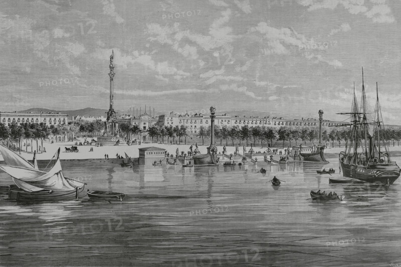 Improvements of the city, Barcelona, Catalonia, Spain, 1883.  Creators: José Riudavets, Eugenio Vela.