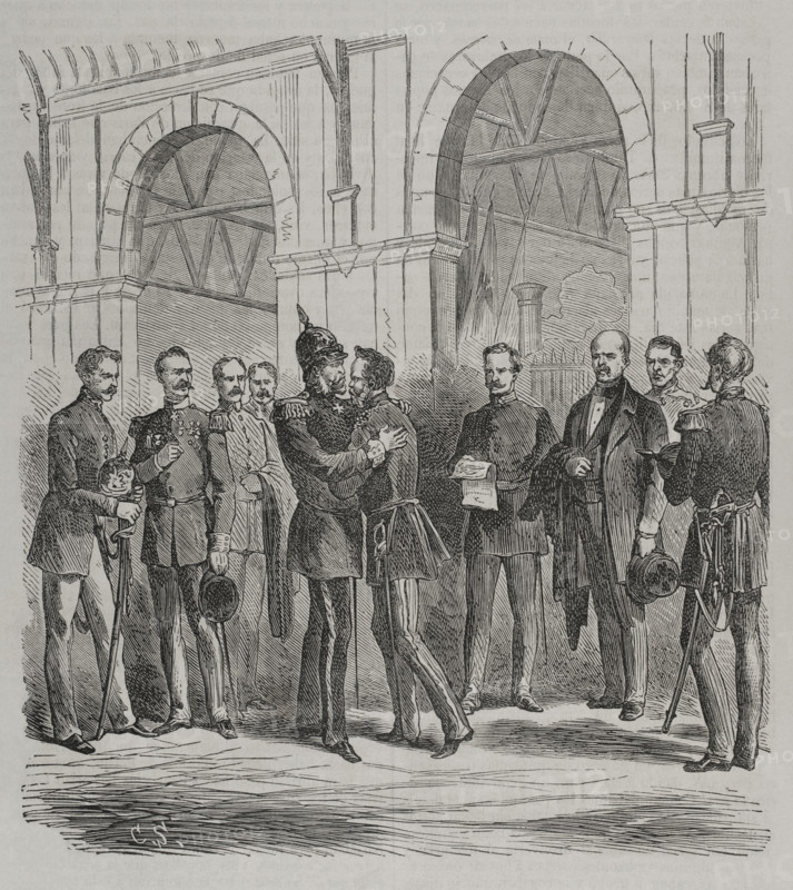 Franco-Prussian War (1870-71); King William I arriving from Ems, Berlin railway station, 1870.  Creator: C. S..