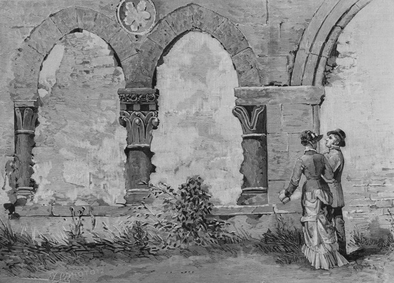 Cloister, Monastery of San Pedro de Cardeña, Castrillo del Val, Burgos province, Spain, 1883.  Creator: Isidro Gil.