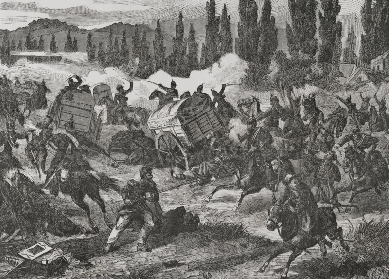 Franco-Prussian War (1870-1871): The Prussians seize a French convoy, 1870. Creator: Unknown.